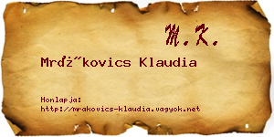 Mrákovics Klaudia névjegykártya