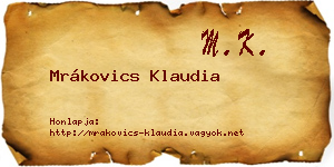 Mrákovics Klaudia névjegykártya